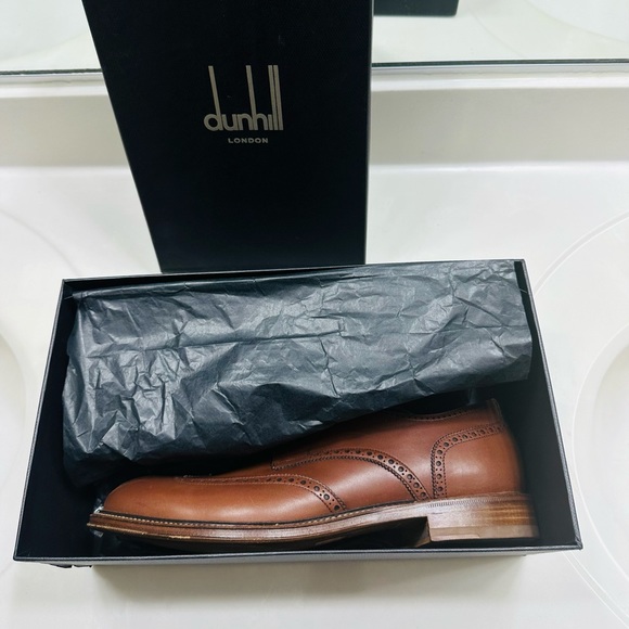 😀SOLD😀 Dunhill Men’s Formal Brown Wing Tip Shoes Sz. 8.5 - Picture 13 of 14